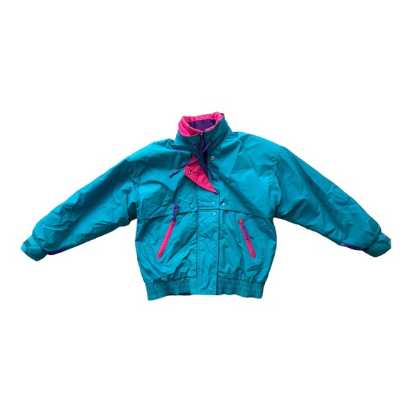 Cabin Creek Teal Pink Vaporwave Insulated Ski Jacket Coat Size XS Vintage - Picture 2 of 10